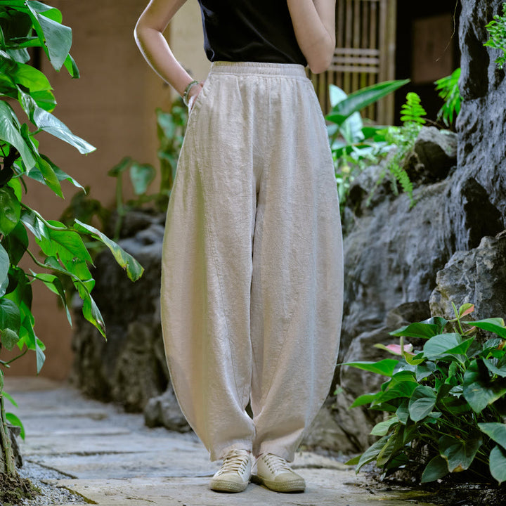 Buddha Stones Solid Color Loose Yoga Harem Pants With Pockets - Beige，US2-8/10，UK/AU6-12/14，EU34-40/42 (F) - image 7