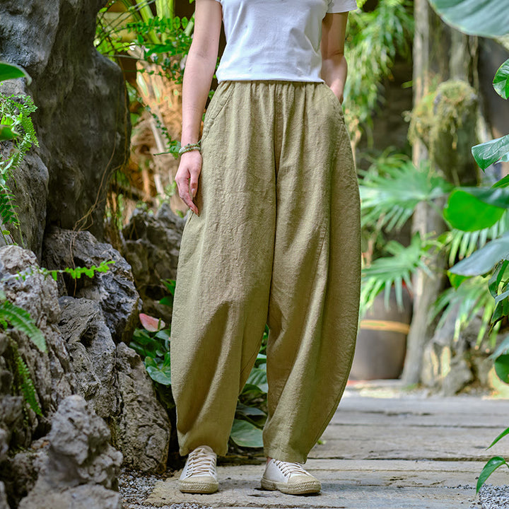 Buddha Stones Solid Color Loose Yoga Harem Pants With Pockets - image 4