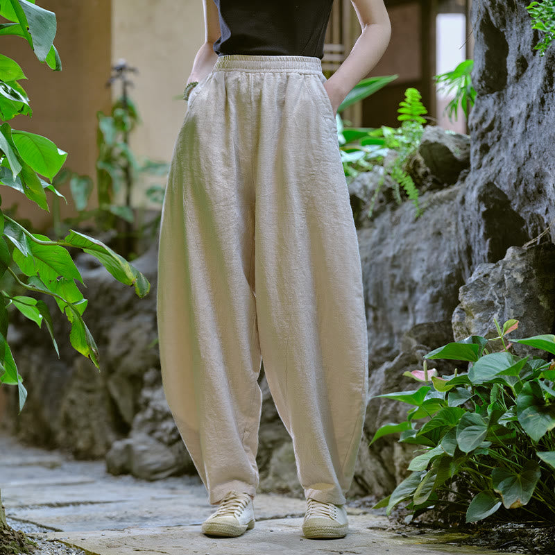 Buddha Stones Solid Color Loose Yoga Harem Pants With Pockets - image 8