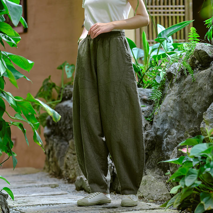 Buddha Stones Solid Color Loose Yoga Harem Pants With Pockets - image 30