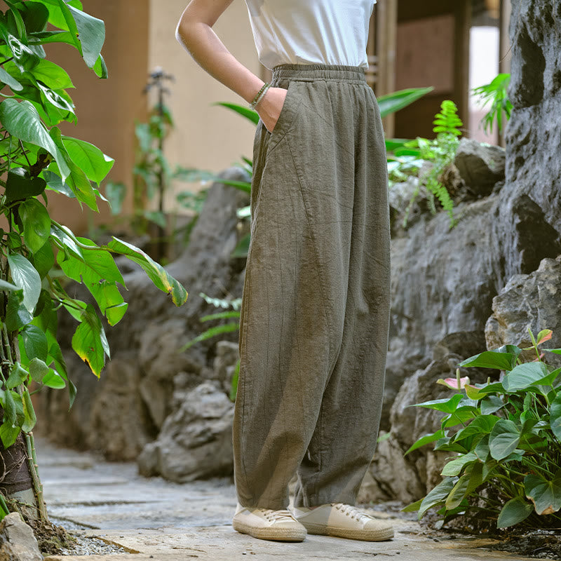 Buddha Stones Solid Color Loose Yoga Harem Pants With Pockets - image 32