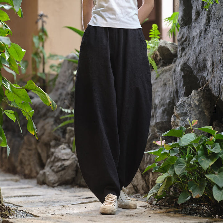 Buddha Stones Solid Color Loose Yoga Harem Pants With Pockets