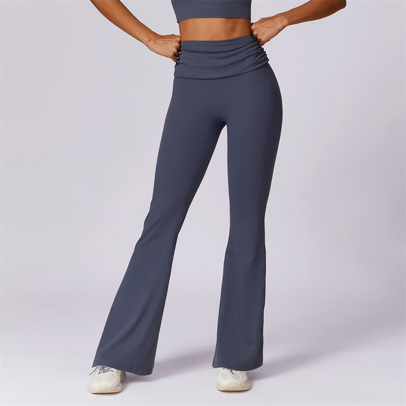 Buddha Stones Sleeveless Backless Strap Tank Top Bra Flared Pants Sports Fitness Yoga - Dark Blue - Pants - US8-10，UK/AU12-14，EU40-42 (XL) - image 46