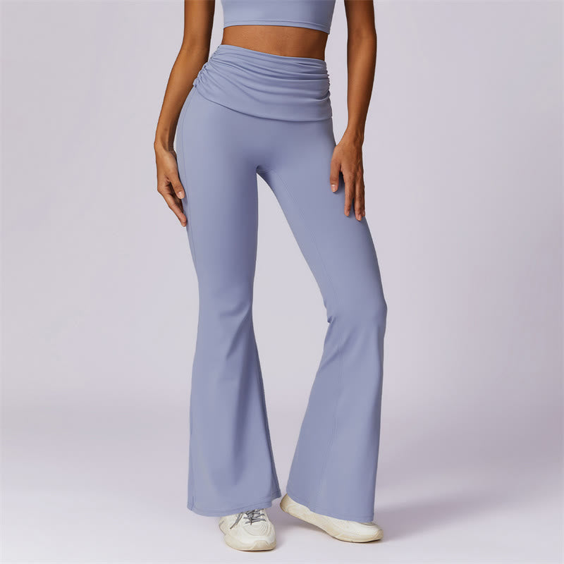 Buddha Stones Sleeveless Backless Strap Tank Top Bra Flared Pants Sports Fitness Yoga - Blue - Pants - US8-10，UK/AU12-14，EU40-42 (XL) - image 18