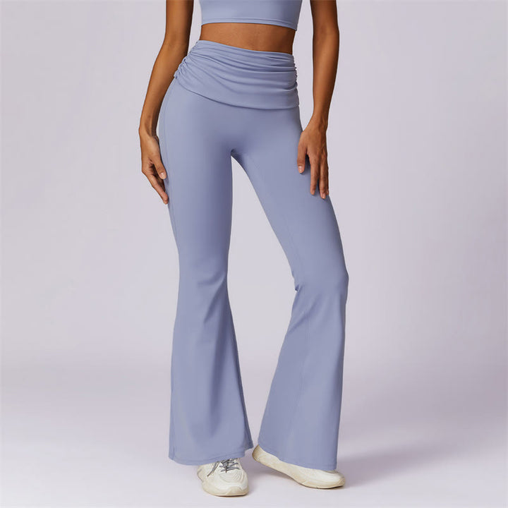 Buddha Stones Sleeveless Backless Strap Tank Top Bra Flared Pants Sports Fitness Yoga - Blue - Pants - US8-10，UK/AU12-14，EU40-42 (XL) - image 18
