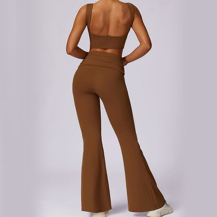 Buddha Stones Sleeveless Backless Strap Tank Top Bra Flared Pants Sports Fitness Yoga - image 75