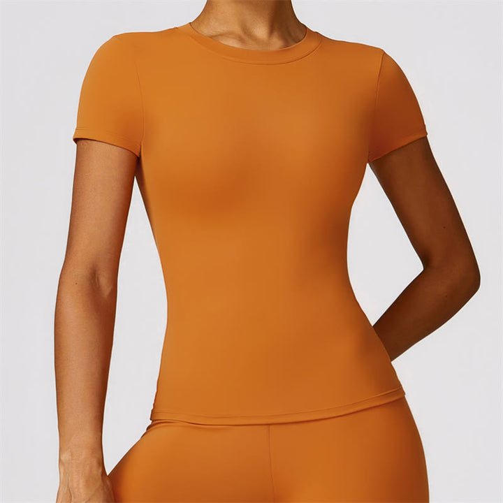 Buddha Stones Women Short Sleeve T-Shirt Top High Waist Leggings Pants For Sports Yoga - Orange - Top - US8-10，UK/AU12-14，EU40-42 (XL)  - image 13