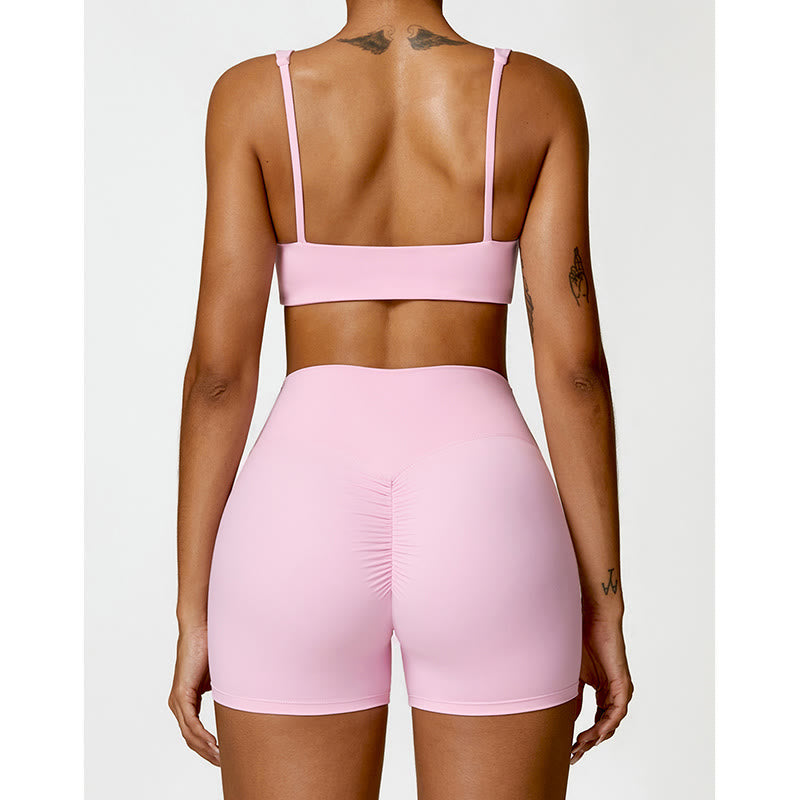 Buddha Stones Gym Sports Yoga Backless Bra Crop Tank Top Shorts - image 40