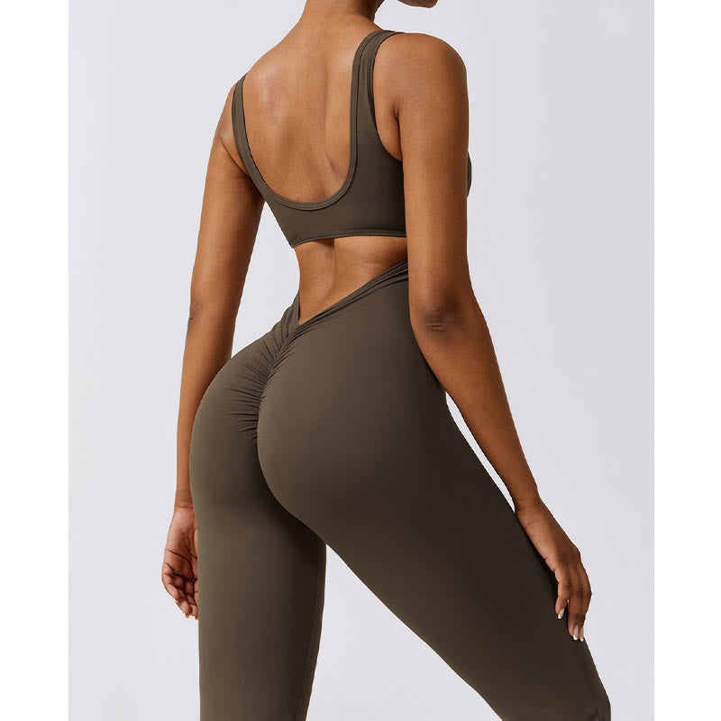 Buddha Stones Women Workout Sleeveless Jumpsuit Flare Pants Sports Fitness Yoga Bodysuit - image 18