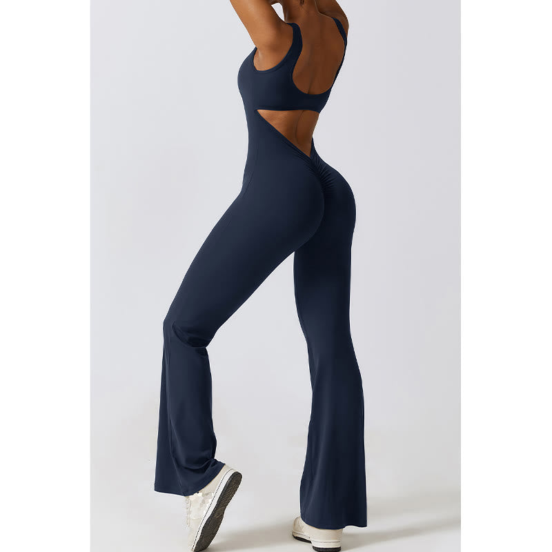 Buddha Stones Women Workout Sleeveless Jumpsuit Flare Pants Sports Fitness Yoga Bodysuit - image 24