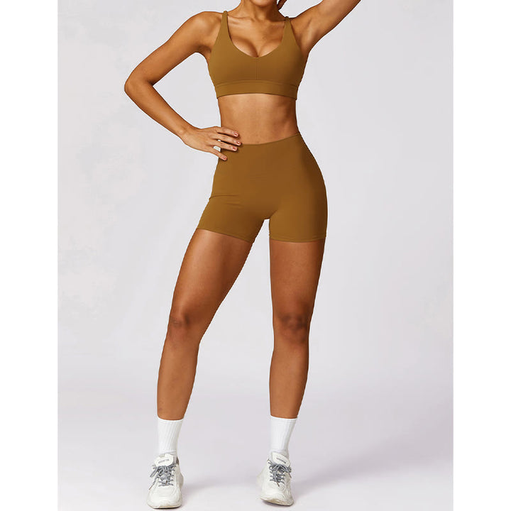 Buddha Stones Gym Sports Yoga Backless Bra Crop Tank Top Breathable Shorts - image 51