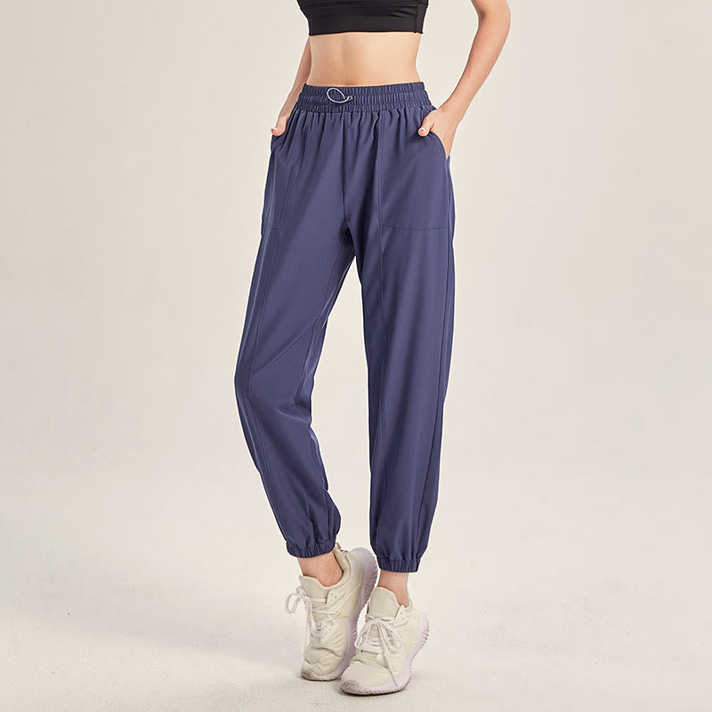 Buddha Stones Fitness Yoga Sports Track Pants With Pockets - Blue - US18，UK/AU22，EU50 (5XL) - image 0