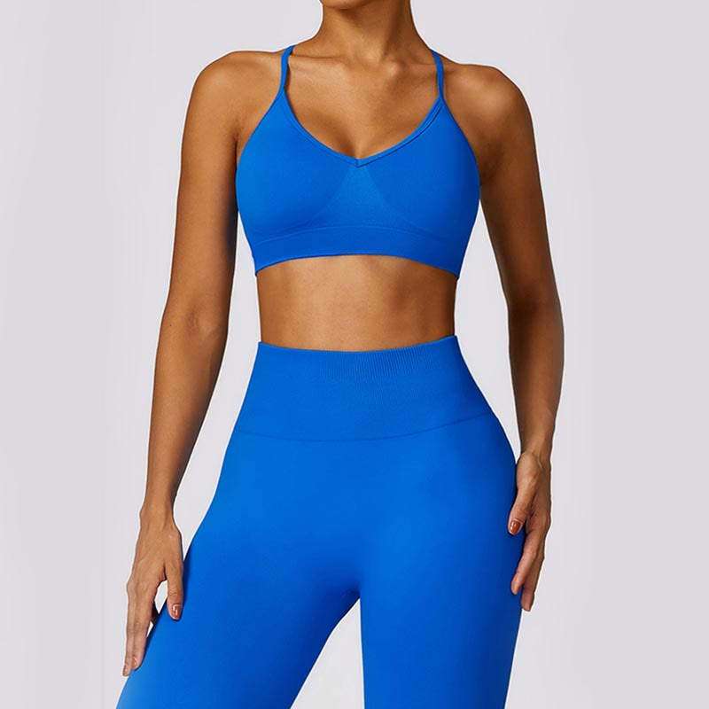 Buddha Stones Seamless Backless Criss-Cross Strap Tank Top Bra Leggings Pants Sports Fitness Yoga