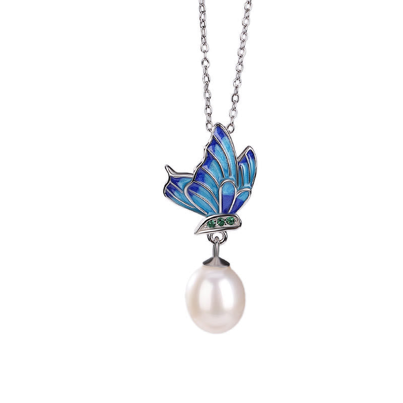 Buddha Stones 925 Sterling Silver Pearl Butterfly Healing Necklace Pendant Earrings Ring - image 5