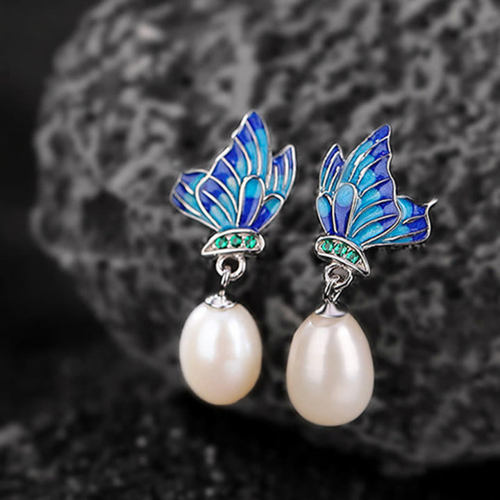 Buddha Stones 925 Sterling Silver Pearl Butterfly Healing Necklace Pendant Earrings Ring - image 8