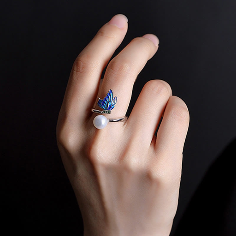 Buddha Stones 925 Sterling Silver Pearl Butterfly Healing Necklace Pendant Earrings Ring - image 13