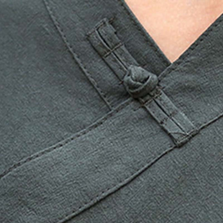 Buddha Stones 2Pcs Half Sleeve V-Neck Shirt Top Pants Meditation Zen Tai Chi Linen Clothing Women's Set - image 21