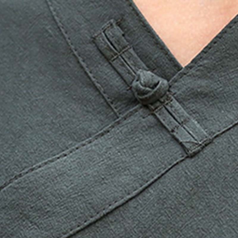 Buddha Stones 2Pcs Half Sleeve V-Neck Shirt Top Pants Meditation Zen Tai Chi Linen Clothing Women's Set - image 21