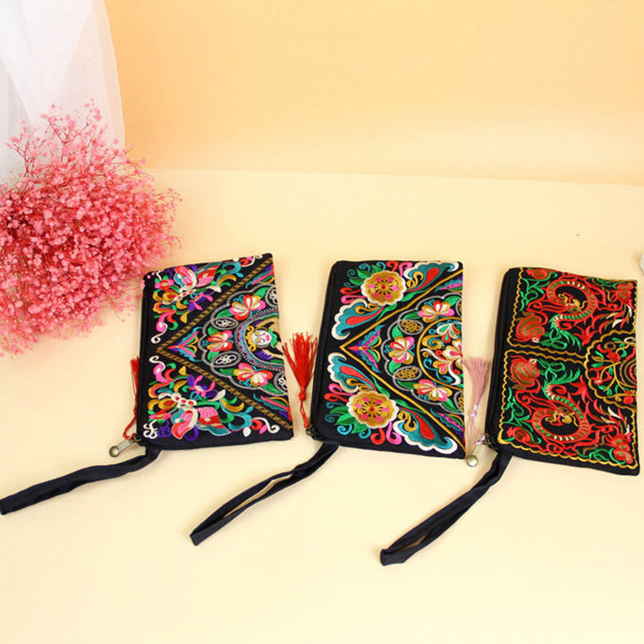 Buddha Stones Dragon Butterfly Cosmos Flower Embroidery Wallet Shopping Purse - image 31