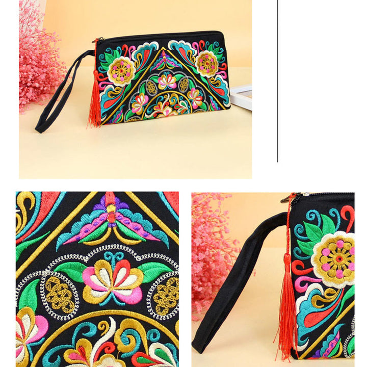 Buddha Stones Dragon Butterfly Cosmos Flower Embroidery Wallet Shopping Purse - image 29