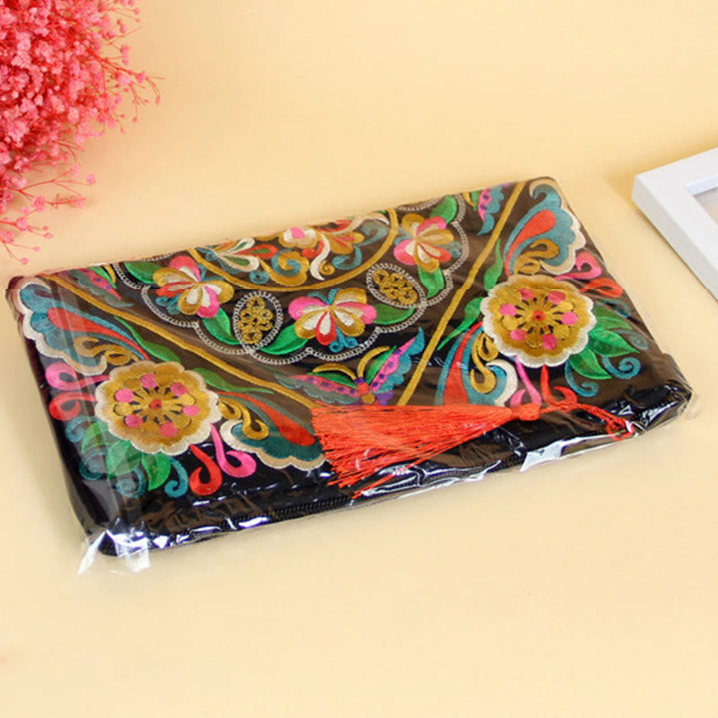 Buddha Stones Dragon Butterfly Cosmos Flower Embroidery Wallet Shopping Purse - image 28