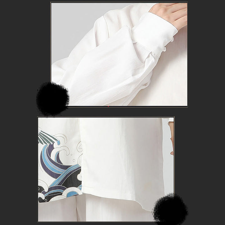 Buddha Stones White Crane Sea Cotton Linen Meditation Prayer Spiritual Zen Tai Chi Qigong Practice Clothing Set - image 13