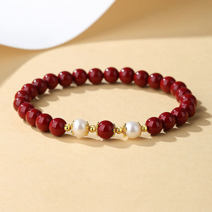 Buddha Stones 925 Sterling Silver Natural Cinnabar Pearl Blessing Necklace Pendant Bracelet Earrings Jewelry Set - image 3