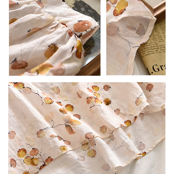 Buddha Stones Fruits Leaves Pattern Lantern Sleeve Top Loose Tee T-shirt - image 15