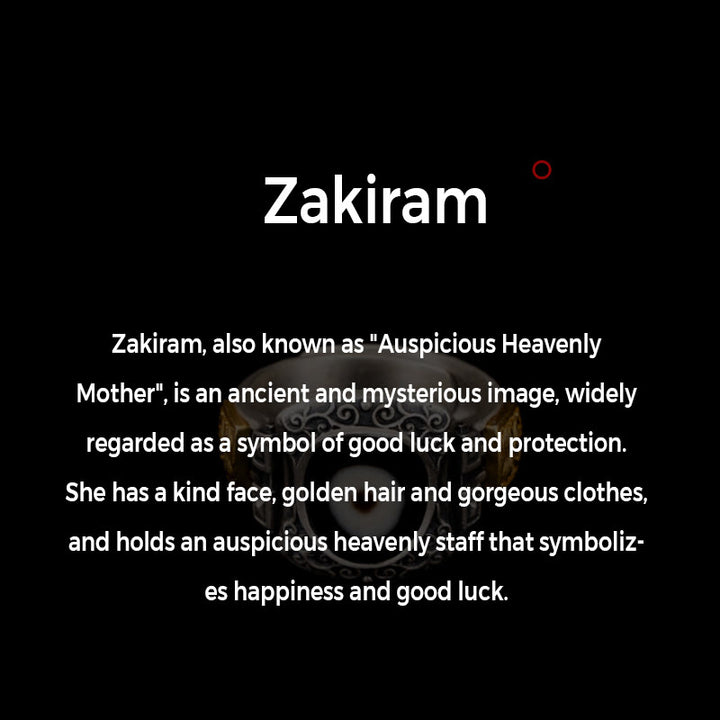 Buddha Stones 925 Sterling Silver Zakiram Goddess of Wealth Design Dzi Bead Protection Ring - image 10