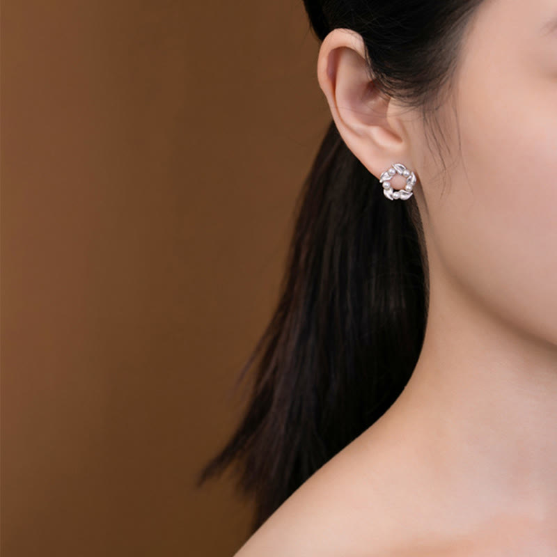 Buddha Stones 925 Sterling Silver Pearl Leaf Design Healing Wisdom Necklace Pendant Ring Earrings Set - image 4