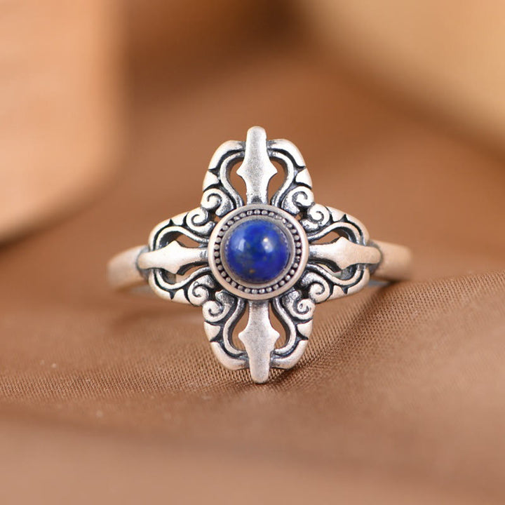 Buddha Stones Tibet 925 Sterling Silver Natural Lazurite Positive Adjustable Ring - image 0