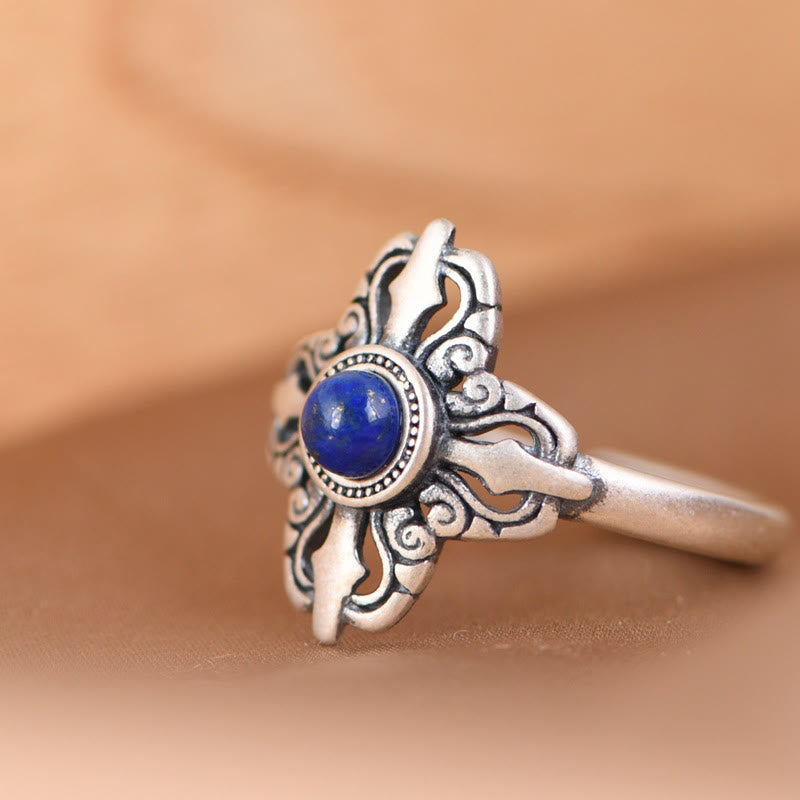 Buddha Stones Tibet 925 Sterling Silver Natural Lazurite Positive Adjustable Ring - image 2