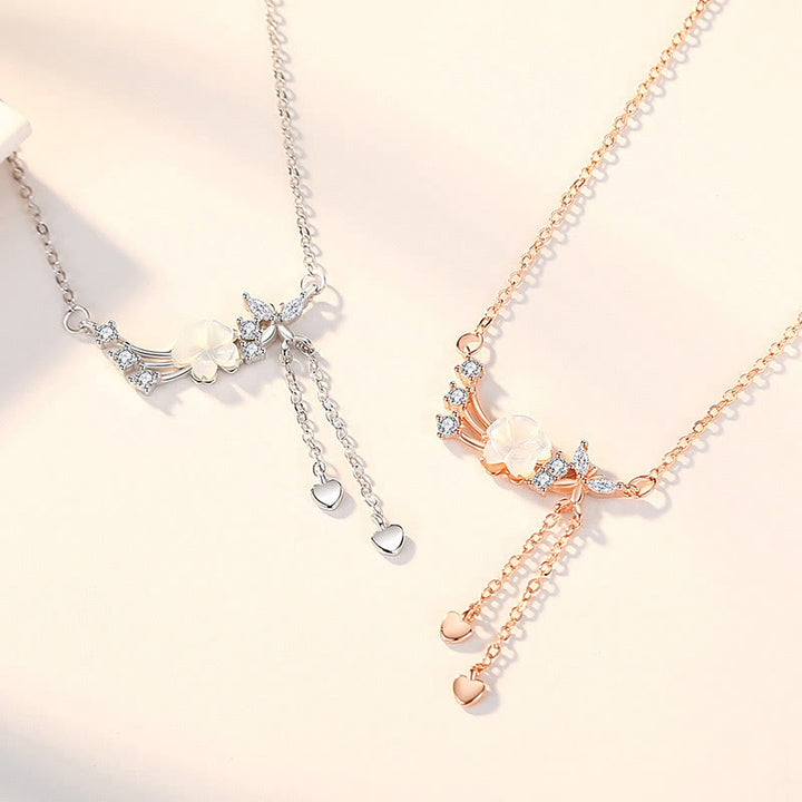 Buddha Stones 925 Sterling Silver Flower Butterfly Love Necklace Pendant Earrings Set - image 5