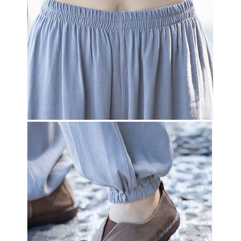 Buddha Stones 2Pcs Frog-Button Long Sleeve Shirt Top Pants Meditation Zen Tai Chi Cotton Linen Clothing Women's Set - image 11