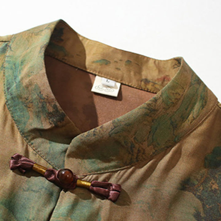 Buddha Stones Landscape Chinese Dragon Pattern Chinese Three Quarter Sleeve Shirt Men T-shirt - image 9