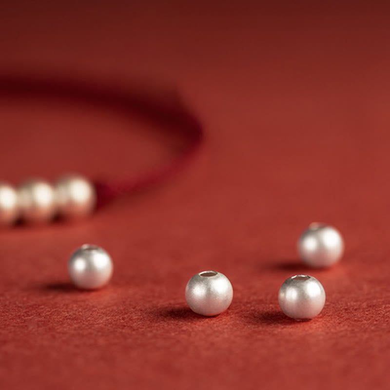 Buddha Stones 925 Sterling Silver Three Beads Protection String Bracelet Anklet - image 6