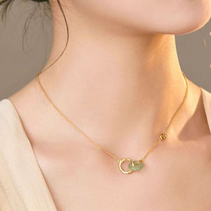 Buddha Stones 925 Sterling Silver Natural Green Aventurine Peace Buckle Bamboo Coin Prosperity Necklace Pendant - image 4