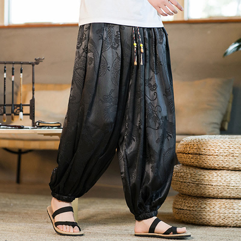 Buddha Stones Dragon Pattern Loose Men's Harem Pants With Pockets - image 5
