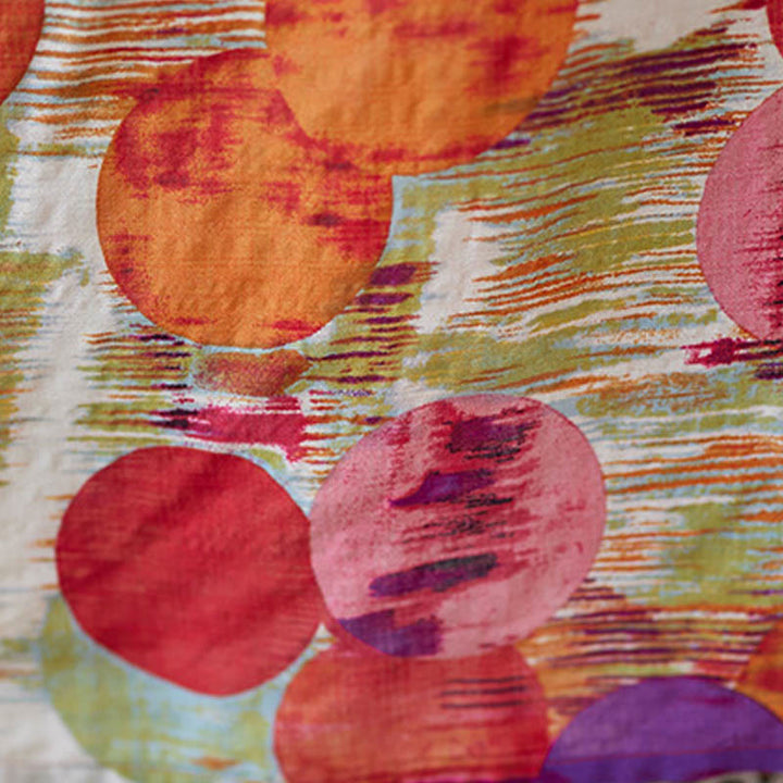 Buddha Stones Orange Blue Colorful Polka Dots Midi Dress Cotton Half Sleeve Dress With Pockets - image 17