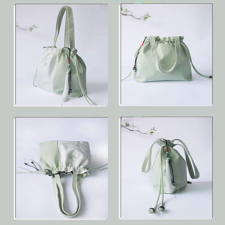 Buddha Stones Embroidered Grass Flowers Cherry Blossom Canvas Tote Crossbody Bag Shoulder Bag Handbag - image 5