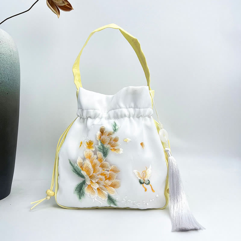 Buddha Stones Suzhou Embroidery Rabbit Lotus Epiphyllum Peony Magnolia Tote Crossbody Bag Shoulder Bag Handbag