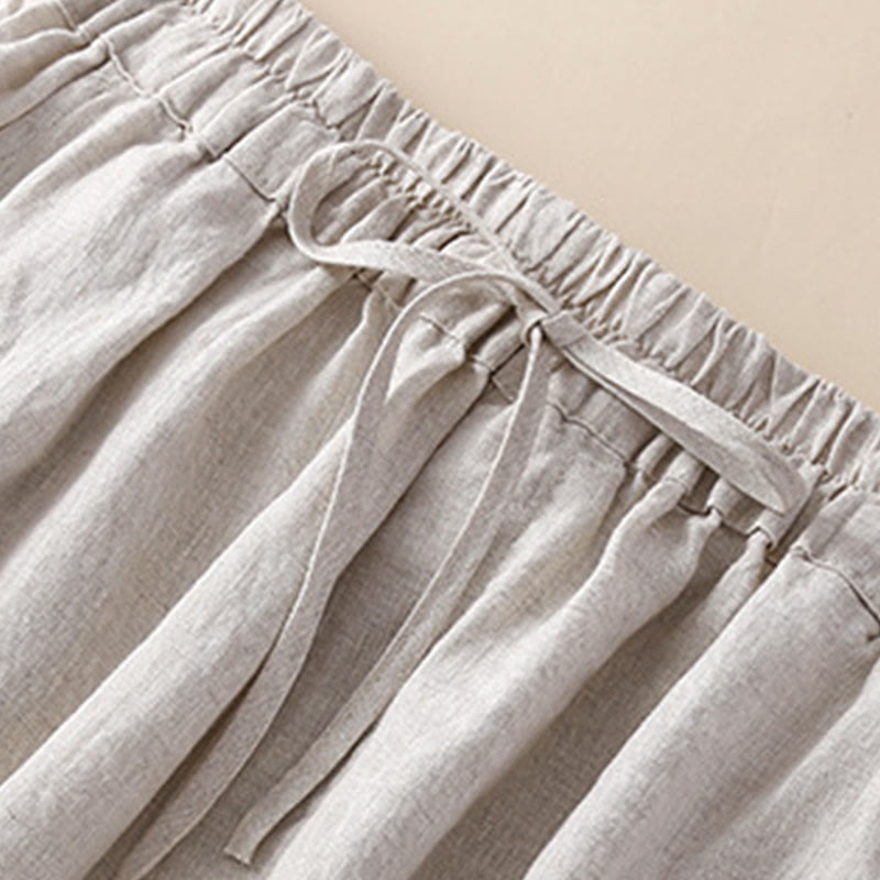 Buddha Stones Solid Color Flower Loose Drawstring Harem Pants With Pockets - image 2