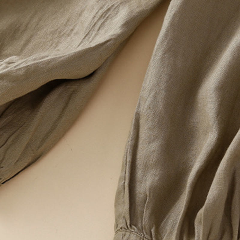 Buddha Stones Solid Color Flower Loose Drawstring Harem Pants With Pockets - image 27