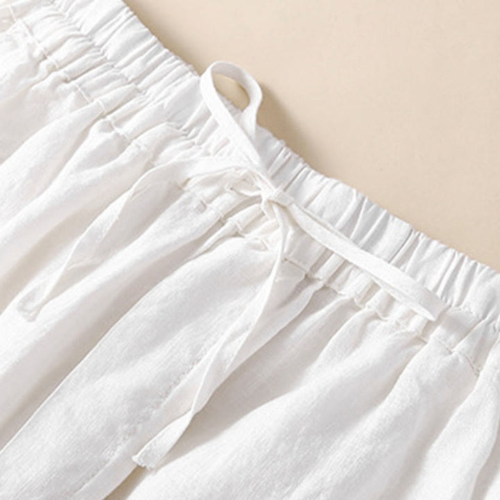 Buddha Stones Solid Color Flower Loose Drawstring Harem Pants With Pockets - image 11