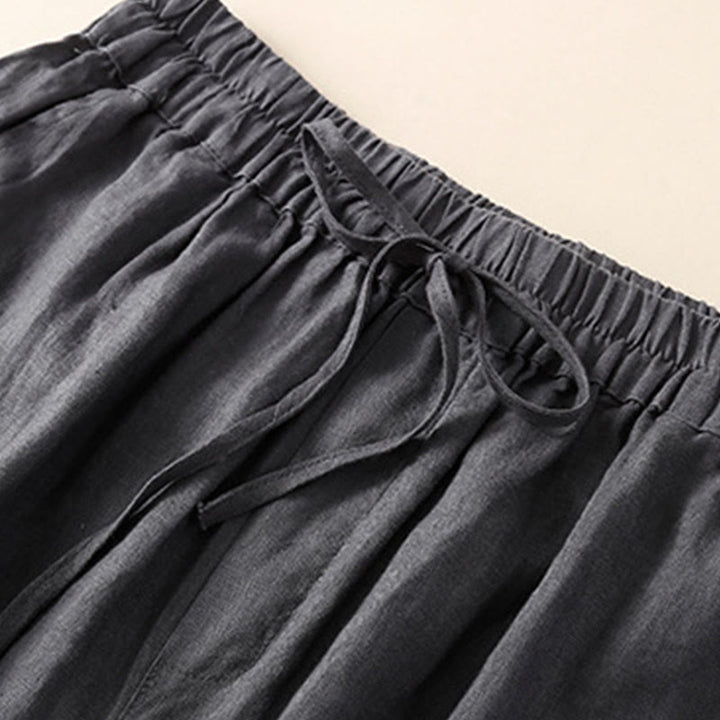 Buddha Stones Solid Color Flower Loose Drawstring Harem Pants With Pockets - image 15