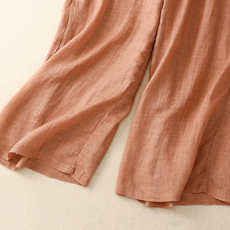 Buddha Stones Floral Print High Waist Cotton Linen Drawstring Wide Leg Pants With Pockets - image 17