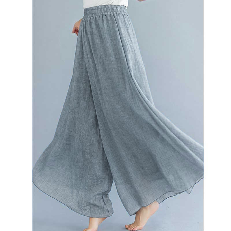 Buddha Stones Women Casual Loose Cotton Linen Wide Leg Pants For Yoga Dance