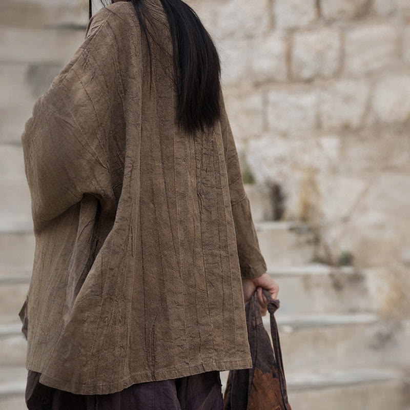 Buddha Stones Tie Dye Lace-up Design Coat Zen Meditation Open Front Top Jacket - image 2