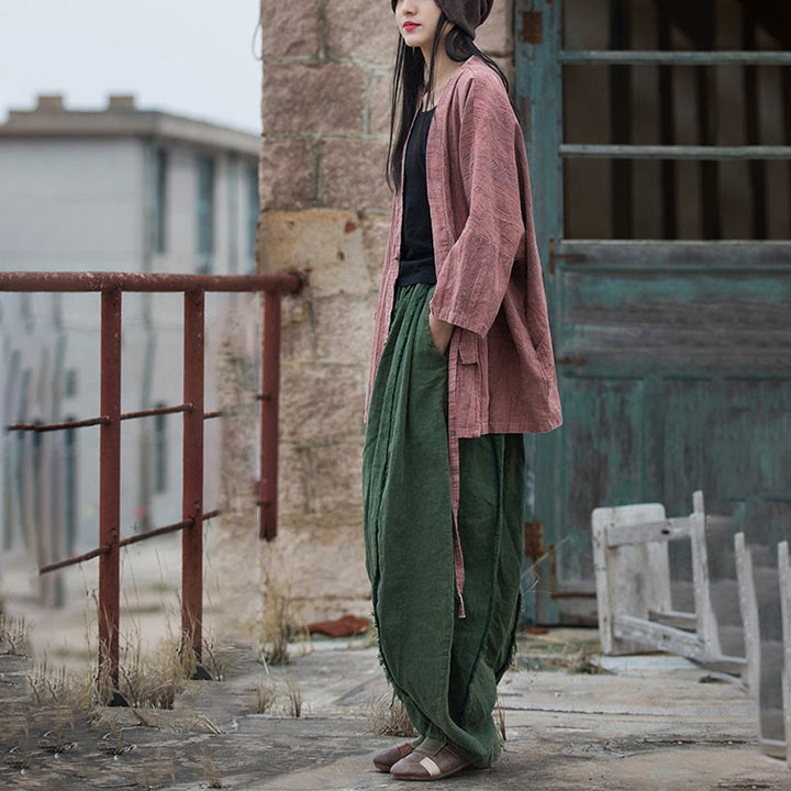 Buddha Stones Tie Dye Lace-up Design Coat Zen Meditation Open Front Top Jacket - image 20