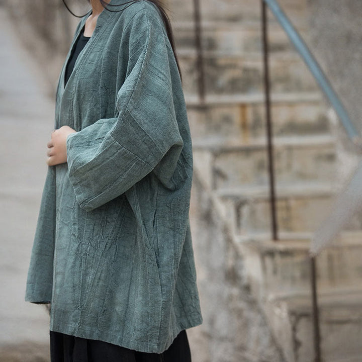 Buddha Stones Tie Dye Lace-up Design Coat Zen Meditation Open Front Top Jacket - image 23